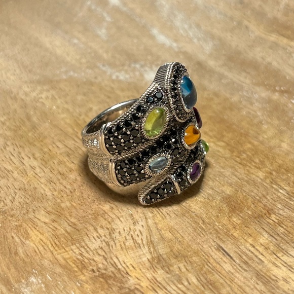 Judith Ripka Sterling Black Spinel & Multi-Gemstone Ring - Picture 5 of 16